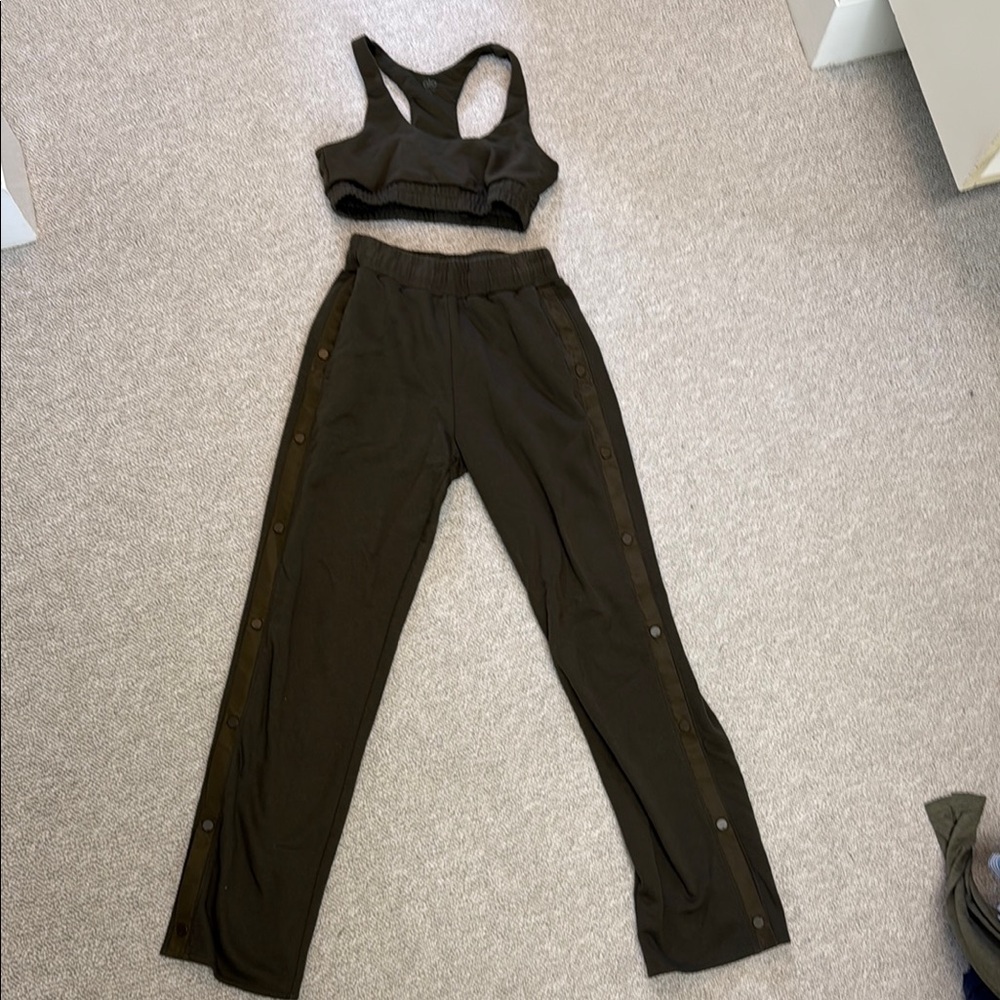 ALO Yoga Black Snap-Front Track Pants